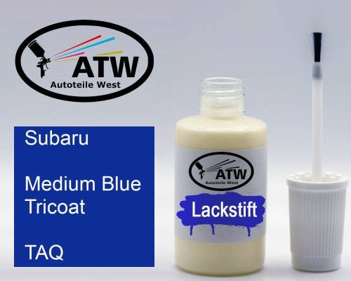 Subaru, Medium Blue Tricoat, TAQ: 20ml Lackstift, von ATW Autoteile West.